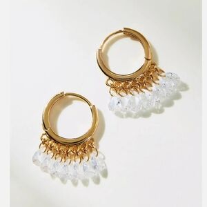 Anthropologie, Teardrop Crystal Huggie Hoop Earrings